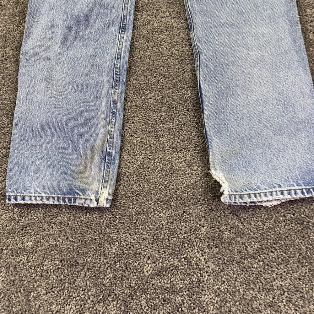 Carhartt Jeans Mens 36x30 Blue Straight Light Wash Denim Distressed Workwear